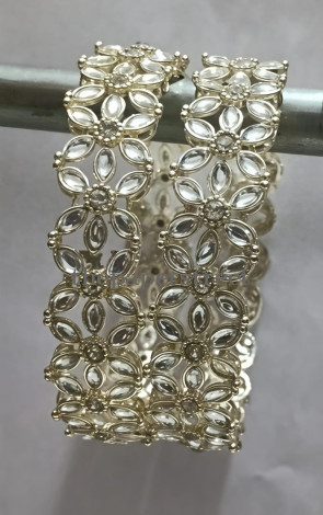 Kundan Crystal Floral Bangle