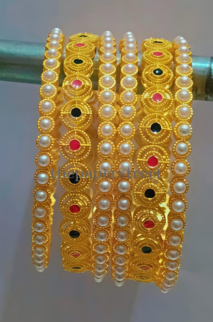 Pearl & Multicolor Stone Bangles