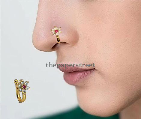 Floral CZ sparkle nosepin