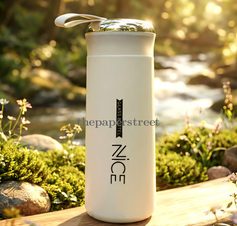 White Glass Water Bottle